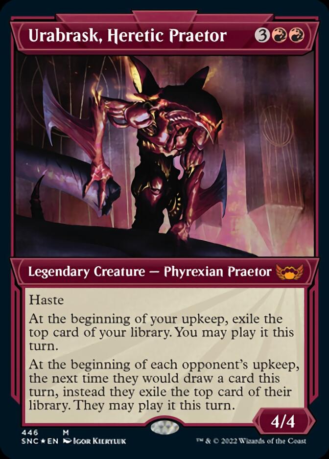 Urabrask, Heretic Praetor (Showcase Art Deco Foil Etched) [Streets of New Capenna] | Play N Trade Winnipeg