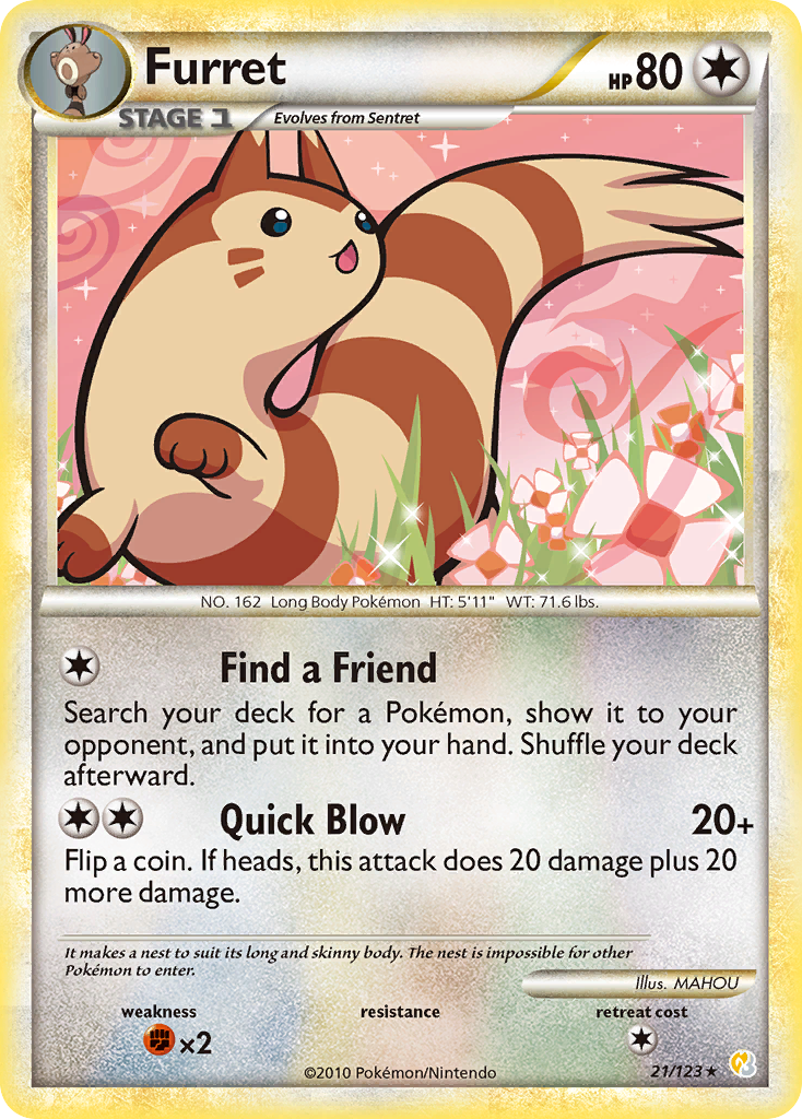 Furret (21/123) [HeartGold & SoulSilver: Base Set] | Play N Trade Winnipeg