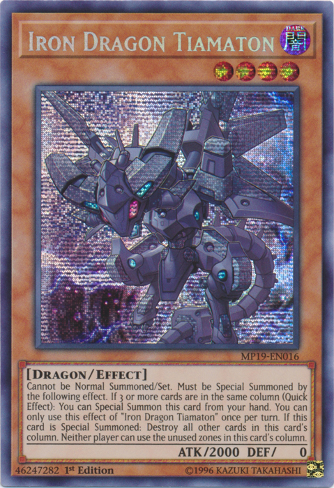 Iron Dragon Tiamaton [MP19-EN016] Prismatic Secret Rare | Play N Trade Winnipeg