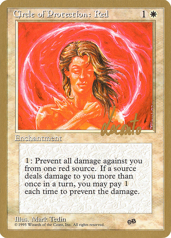 Circle of Protection: Red (Michael Loconto) (SB) (4ED) [Pro Tour Collector Set] | Play N Trade Winnipeg