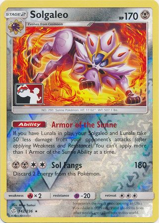 Solgaleo (142/236) (Pokemon Club Special Print) [Sun & Moon: Cosmic Eclipse] | Play N Trade Winnipeg