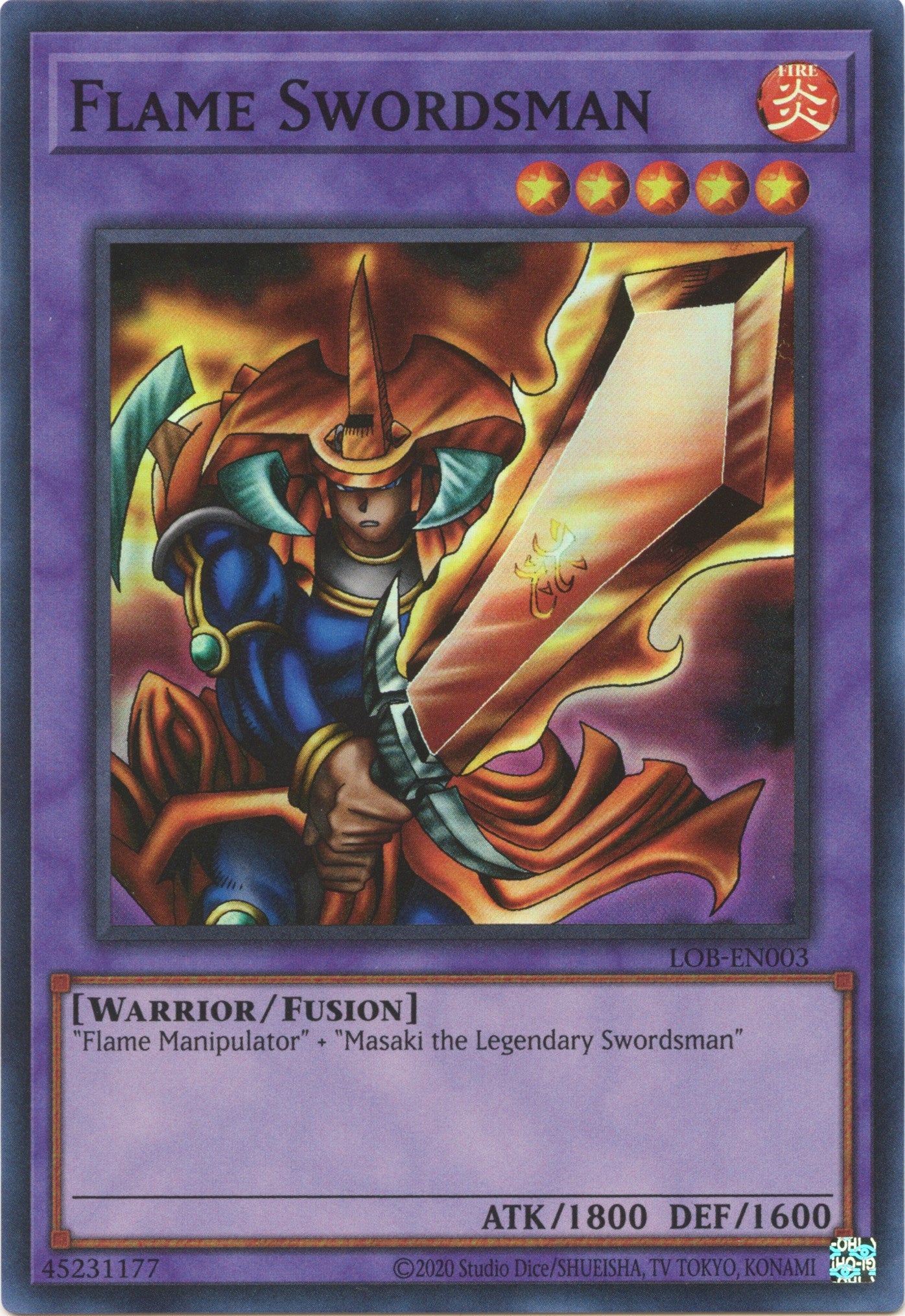 Flame Swordsman (25th Anniversary) [LOB-EN003] Super Rare | Play N Trade Winnipeg