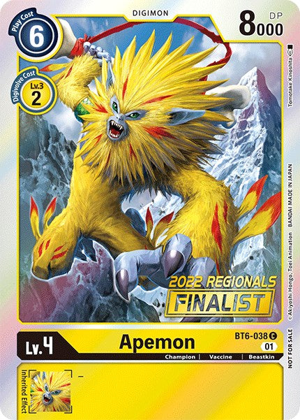 Apemon [BT6-038] (2022 Championship Online Regional) (Online Finalist) [Double Diamond Promos] | Play N Trade Winnipeg