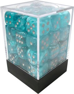 CHESSEX - CIRRUS 36D6 AQUA/SILVER 12MM | Play N Trade Winnipeg