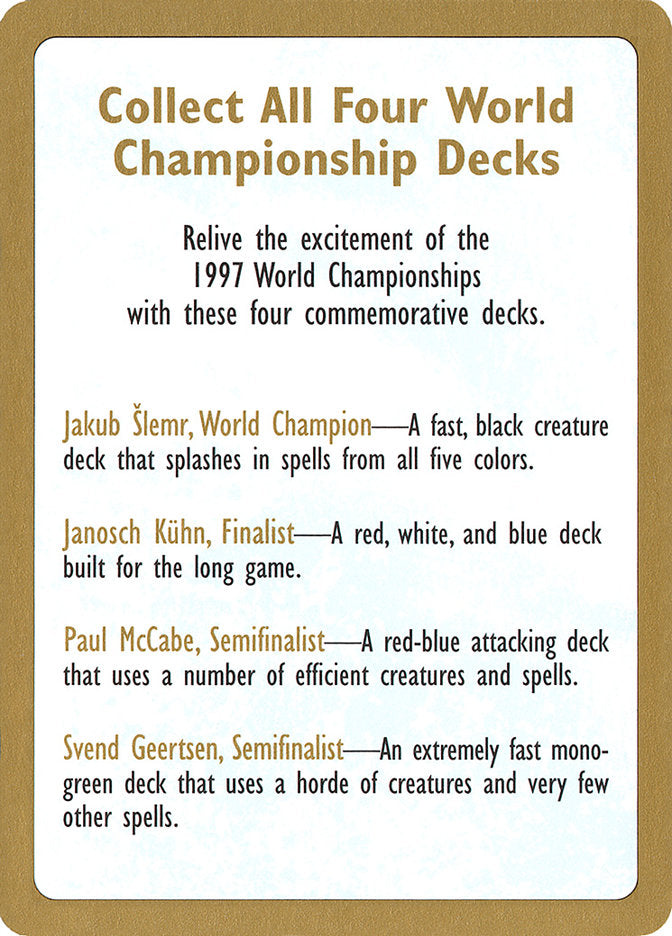 1997 World Championships Ad [World Championship Decks 1997] | Play N Trade Winnipeg