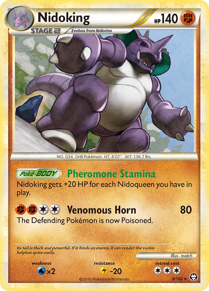 Nidoking (6/102) (Cracked Ice Holo) (Theme Deck Exclusive) [HeartGold & SoulSilver: Triumphant] | Play N Trade Winnipeg