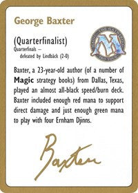 1996 George Baxter Biography Card [World Championship Decks] | Play N Trade Winnipeg