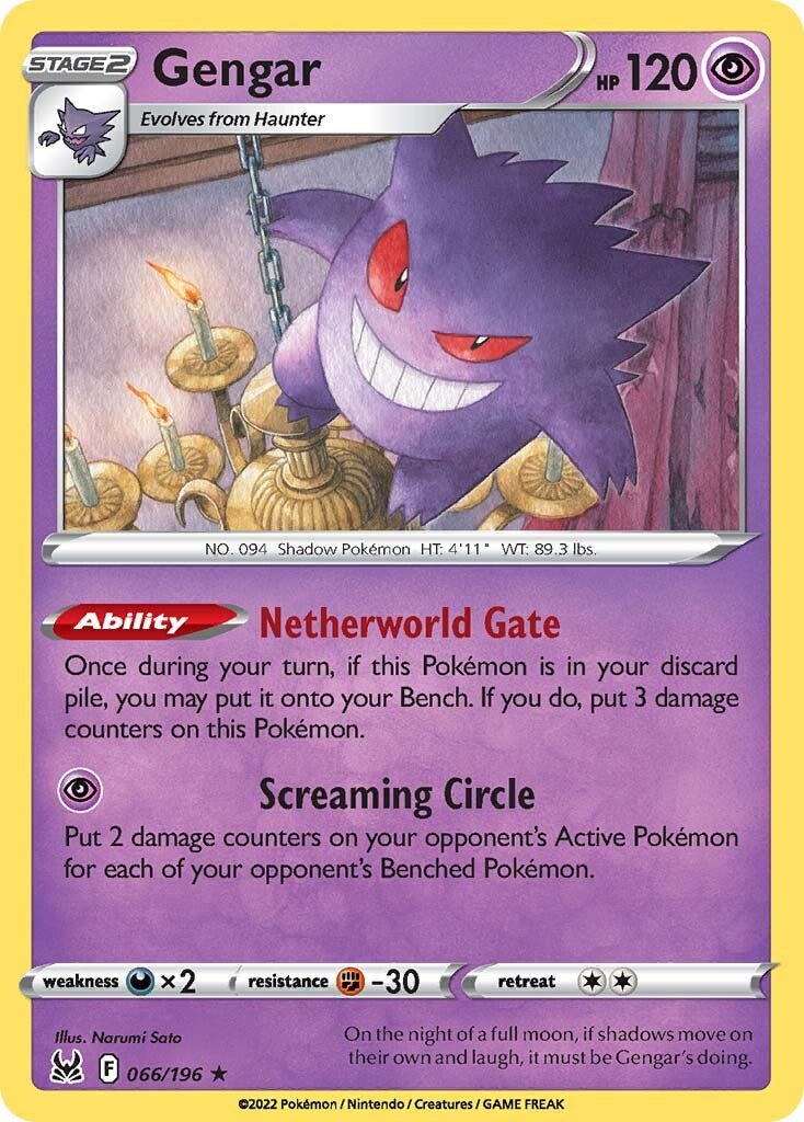 Gengar (066/196) (Theme Deck Exclusive) [Sword & Shield: Lost Origin] | Play N Trade Winnipeg