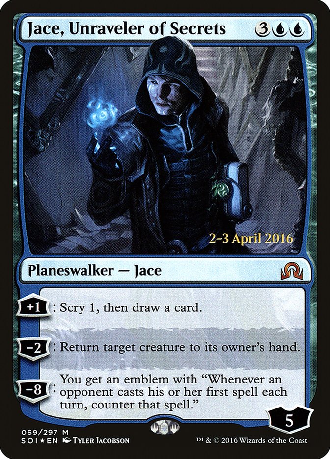 Jace, Unraveler of Secrets [Shadows over Innistrad Prerelease Promos] | Play N Trade Winnipeg