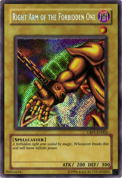 Right Arm of the Forbidden One [UBP1-EN003] Secret Rare | Play N Trade Winnipeg