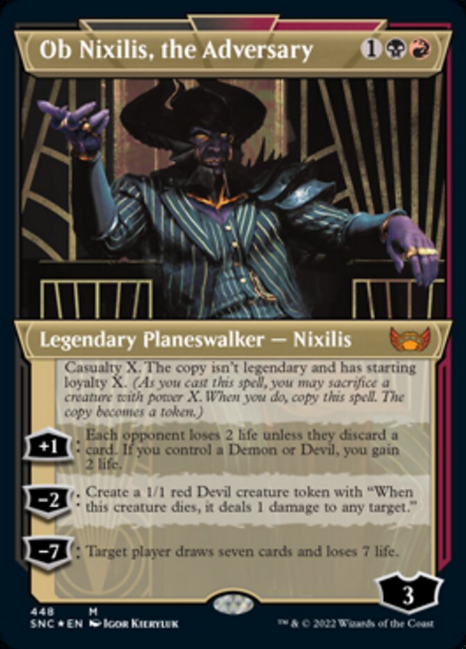 Ob Nixilis, the Adversary (Showcase Art Deco Foil Etched) [Streets of New Capenna] | Play N Trade Winnipeg