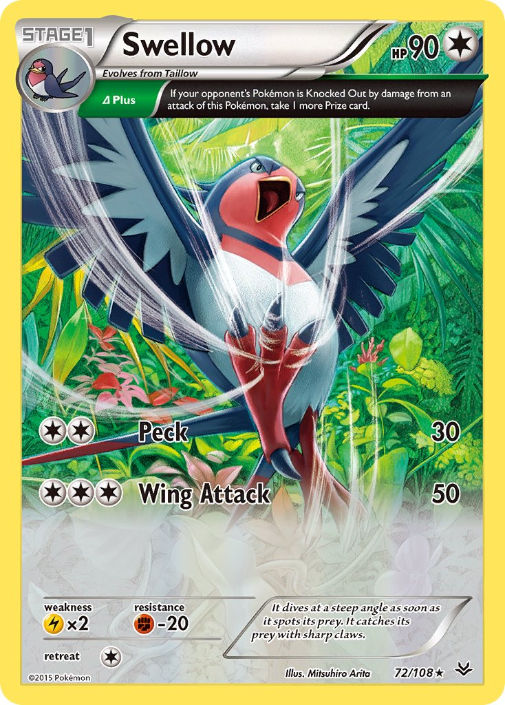 Swellow (72/108) (Theme Deck Exclusive) [XY: Roaring Skies] | Play N Trade Winnipeg