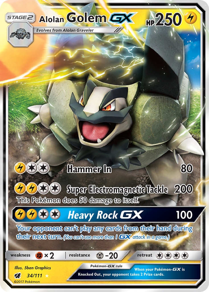 Alolan Golem GX (34/111) [Sun & Moon: Crimson Invasion] | Play N Trade Winnipeg