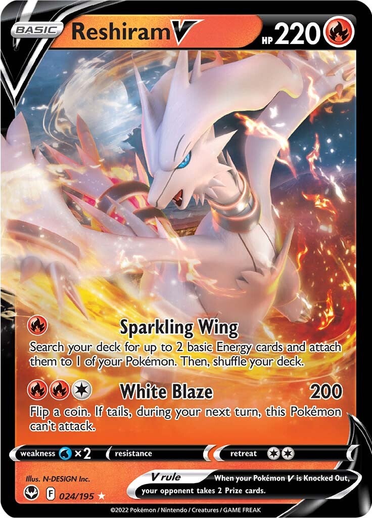 Reshiram V (024/195) [Sword & Shield: Silver Tempest] | Play N Trade Winnipeg