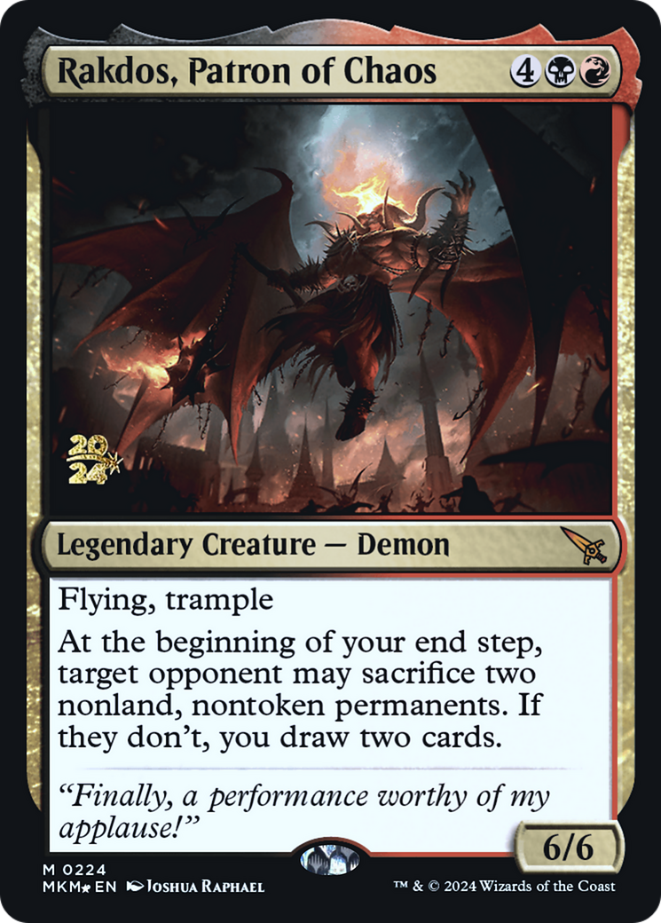 Rakdos, Patron of Chaos [Murders at Karlov Manor Prerelease Promos] | Play N Trade Winnipeg