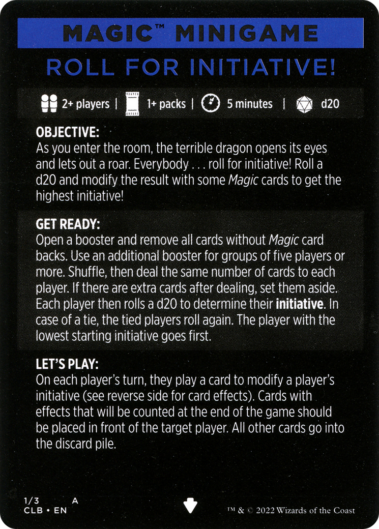 Roll for Initiative! (Magic Minigame) [Commander Legends: Battle for Baldur's Gate Minigame] | Play N Trade Winnipeg