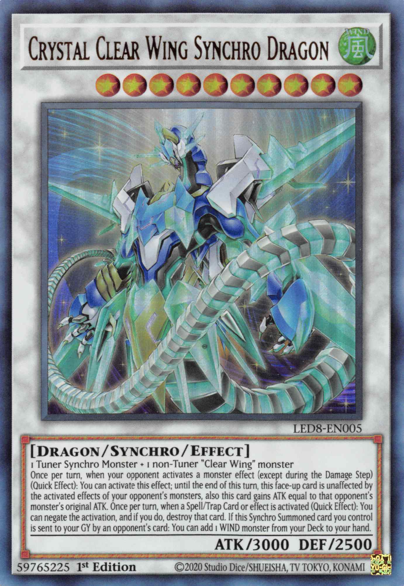 Crystal Clear Wing Synchro Dragon [LED8-EN005] Ultra Rare | Play N Trade Winnipeg