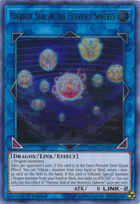 Hieratic Seal of the Heavenly Spheres [DUPO-EN027] Ultra Rare | Play N Trade Winnipeg