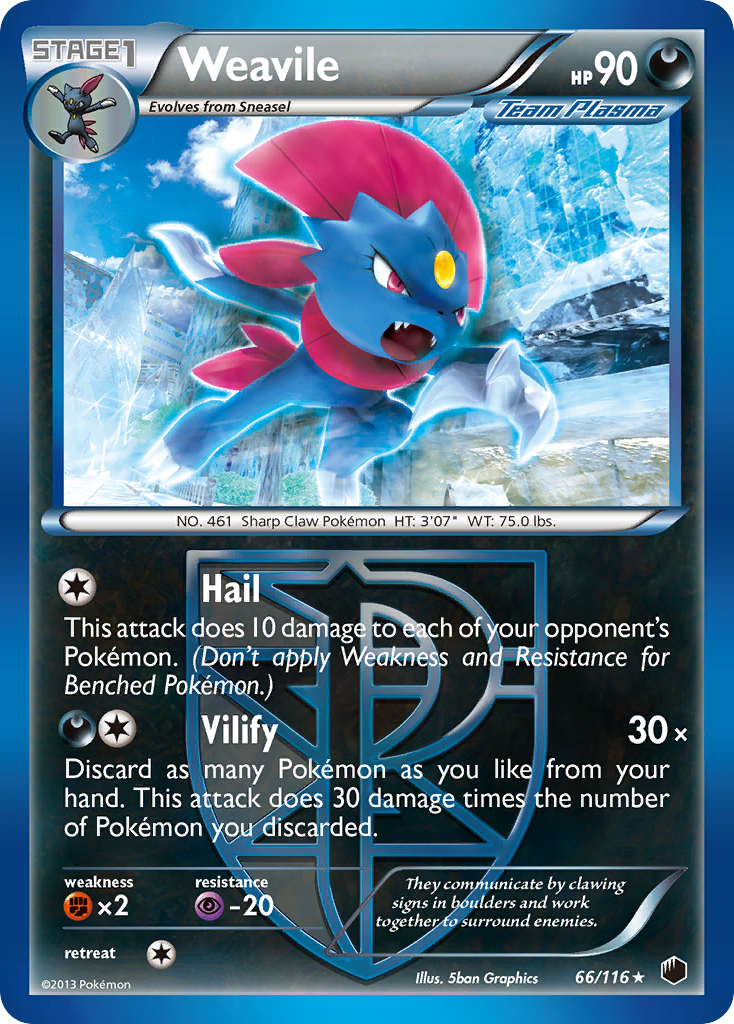 Weavile (66/116) [Black & White: Plasma Freeze] | Play N Trade Winnipeg