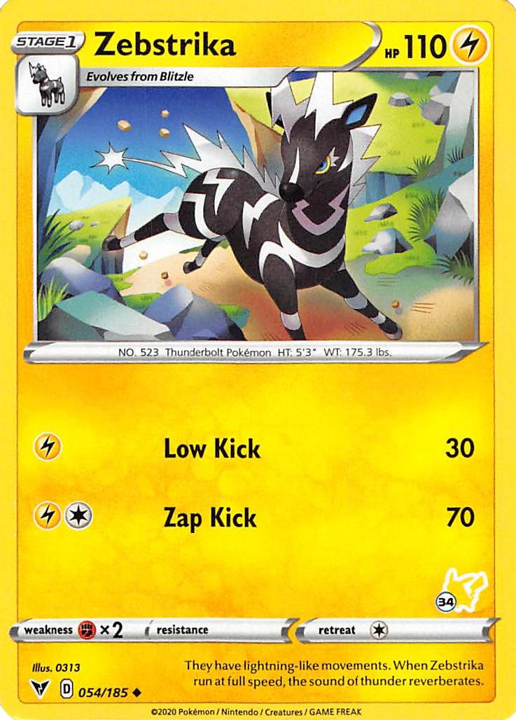 Zebstrika (054/185) (Pikachu Stamp #34) [Battle Academy 2022] | Play N Trade Winnipeg