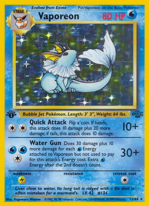 Vaporeon (12/64) [Jungle 1st Edition] | Play N Trade Winnipeg