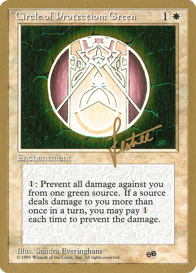 Circle of Protection: Green (Bertrand Lestree) (SB) (4ED) [Pro Tour Collector Set] | Play N Trade Winnipeg