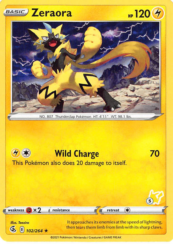 Zeraora (102/264) (Pikachu Stamp #5) [Battle Academy 2022] | Play N Trade Winnipeg