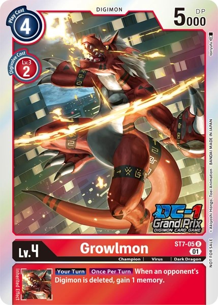 Growlmon [ST7-05] (DC-1 2022 Stamped) [Starter Deck: Gallantmon Promos] | Play N Trade Winnipeg