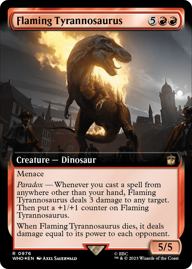 Flaming Tyrannosaurus (Extended Art) (Surge Foil) [Doctor Who] | Play N Trade Winnipeg