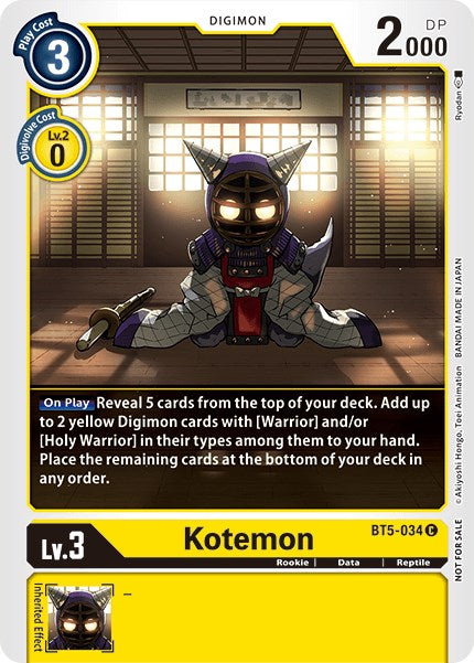 Kotemon [BT5-034] (Tamer Party Vol. 5) [Battle of Omni Promos] | Play N Trade Winnipeg