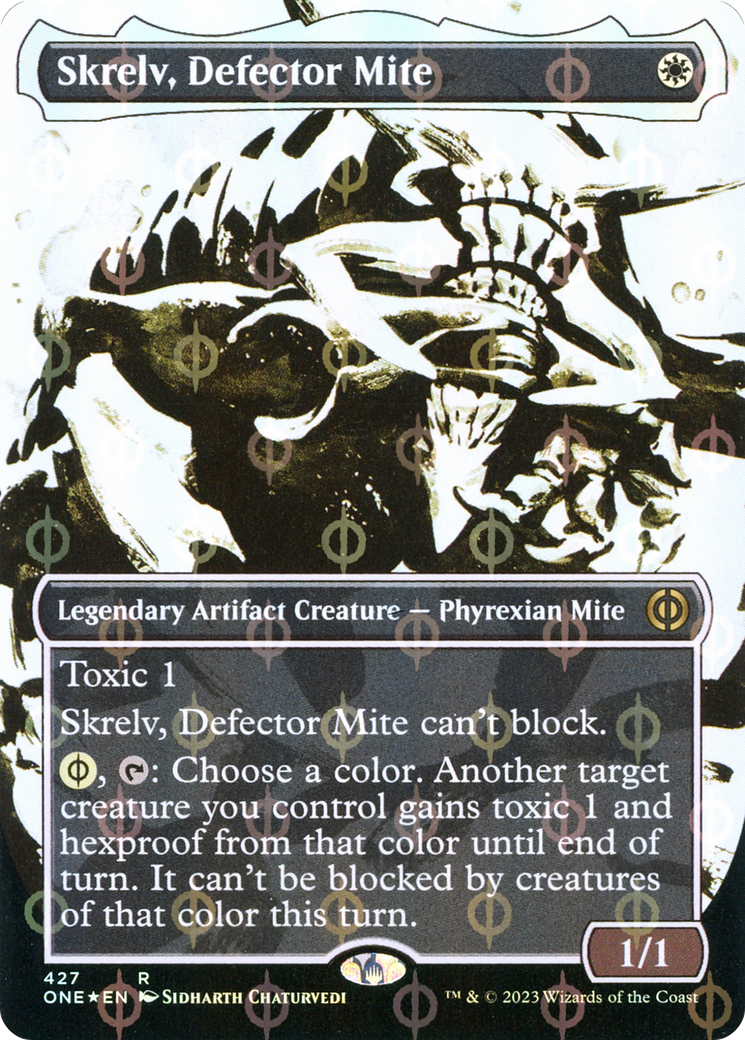 Skrelv, Defector Mite (Borderless Ichor Step-and-Compleat Foil) [Phyrexia: All Will Be One] | Play N Trade Winnipeg