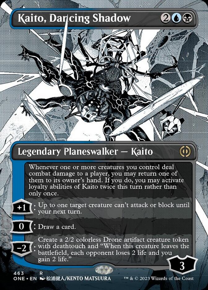 Kaito, Dancing Shadow (Borderless Manga Step-and-Compleat Foil) [Phyrexia: All Will Be One] | Play N Trade Winnipeg