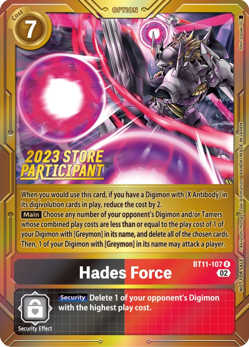 Hades Force [BT11-107] (2023 Store Participant) [Dimensional Phase Promos] | Play N Trade Winnipeg