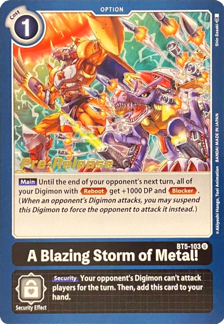 A Blazing Storm of Metal! [BT5-103] [Battle of Omni Pre-Release Promos] | Play N Trade Winnipeg