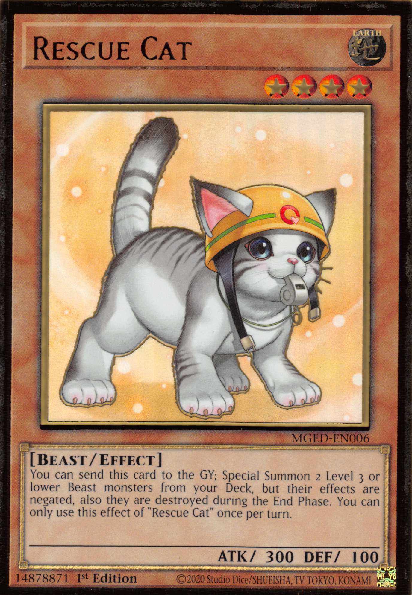 Rescue Cat (Alternate Art) [MGED-EN006] Gold Rare | Play N Trade Winnipeg