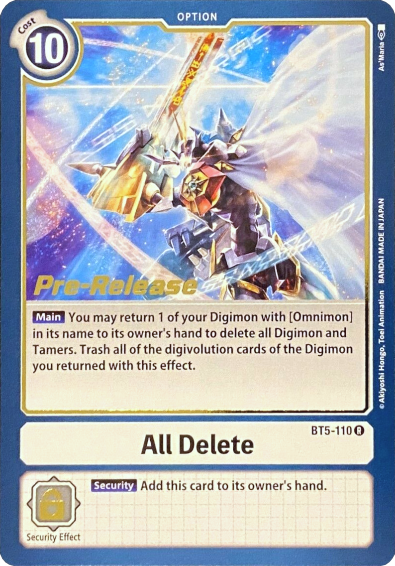 All Delete [BT5-110] [Battle of Omni Pre-Release Promos] | Play N Trade Winnipeg