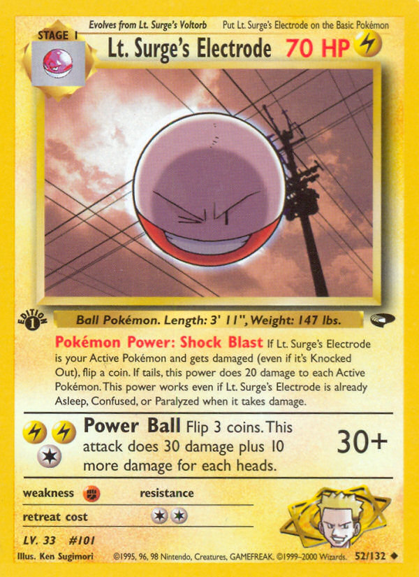 Lt. Surge's Electrode (52/132) [Gym Challenge 1st Edition] | Play N Trade Winnipeg