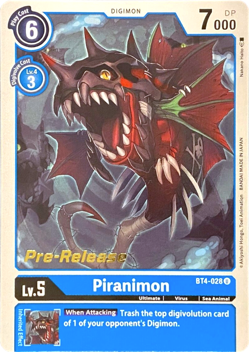 Piranimon [BT4-028] [Great Legend Pre-Release Promos] | Play N Trade Winnipeg