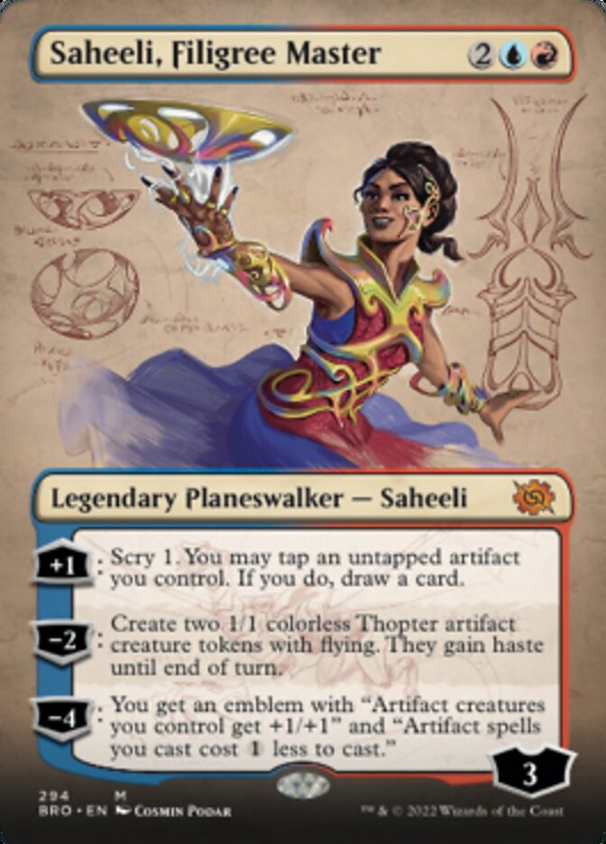 Saheeli, Filigree Master (Borderless Alternate Art) [The Brothers' War] | Play N Trade Winnipeg