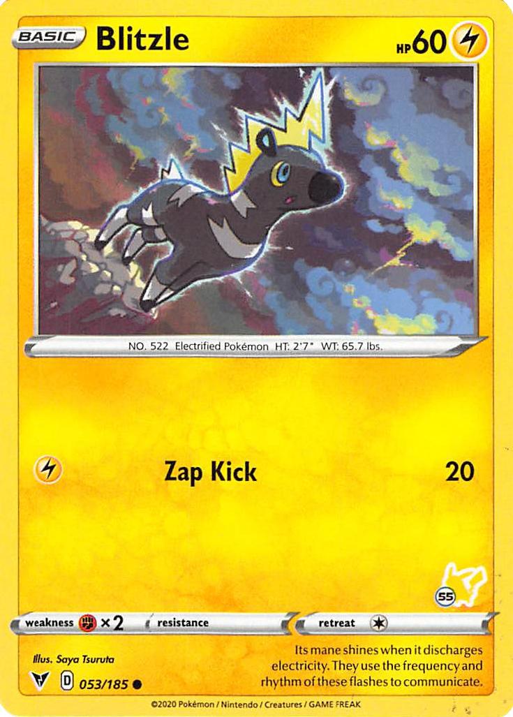 Blitzle (053/185) (Pikachu Stamp #55) [Battle Academy 2022] | Play N Trade Winnipeg