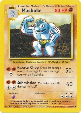 Machoke (34/102) [Base Set Unlimited] | Play N Trade Winnipeg