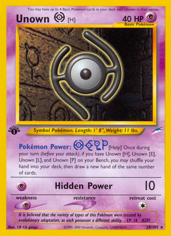 Unown [H] (28/105) [Neo Destiny 1st Edition] | Play N Trade Winnipeg