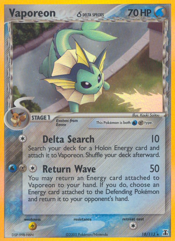 Vaporeon (18/113) (Delta Species) [EX: Delta Species] | Play N Trade Winnipeg