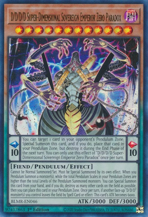 D/D/D/D Super-Dimensional Sovereign Emperor Zero Paradox [BLMR-EN046] Ultra Rare | Play N Trade Winnipeg