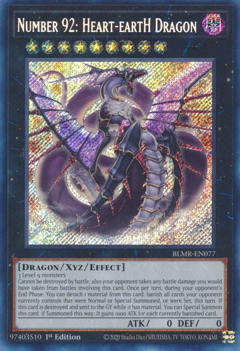 Number 92: Heart-eartH Dragon [BLMR-EN077] Secret Rare | Play N Trade Winnipeg
