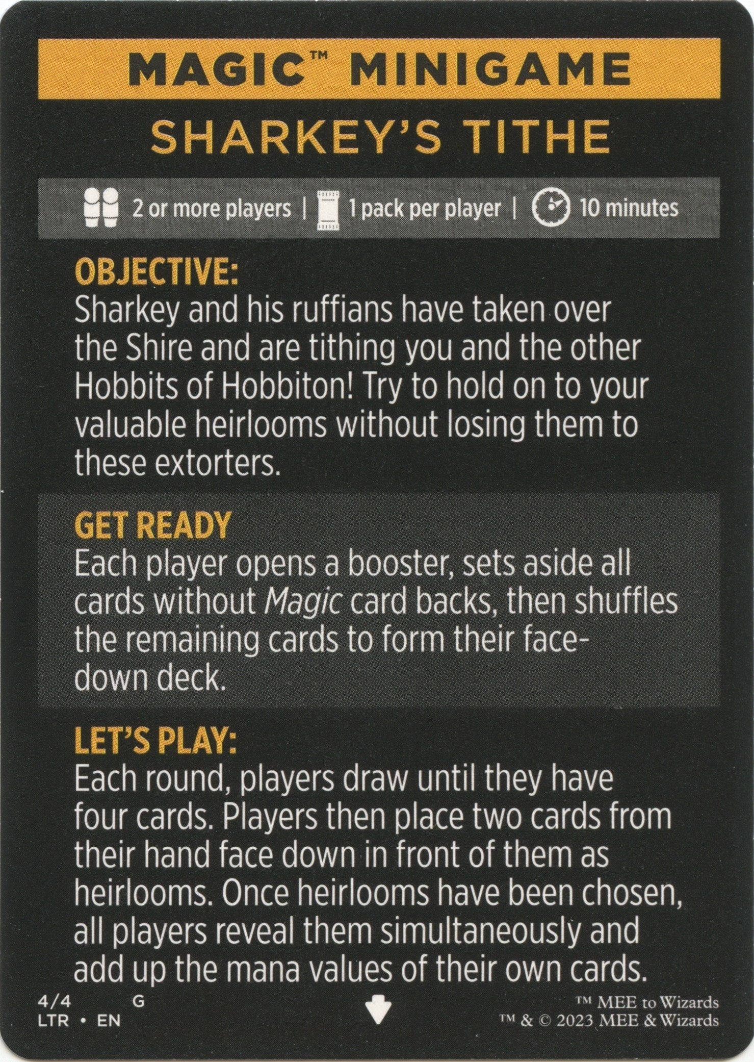 Sharkey's Tithe (Magic Minigame) [The Lord of the Rings: Tales of Middle-Earth Minigame] | Play N Trade Winnipeg