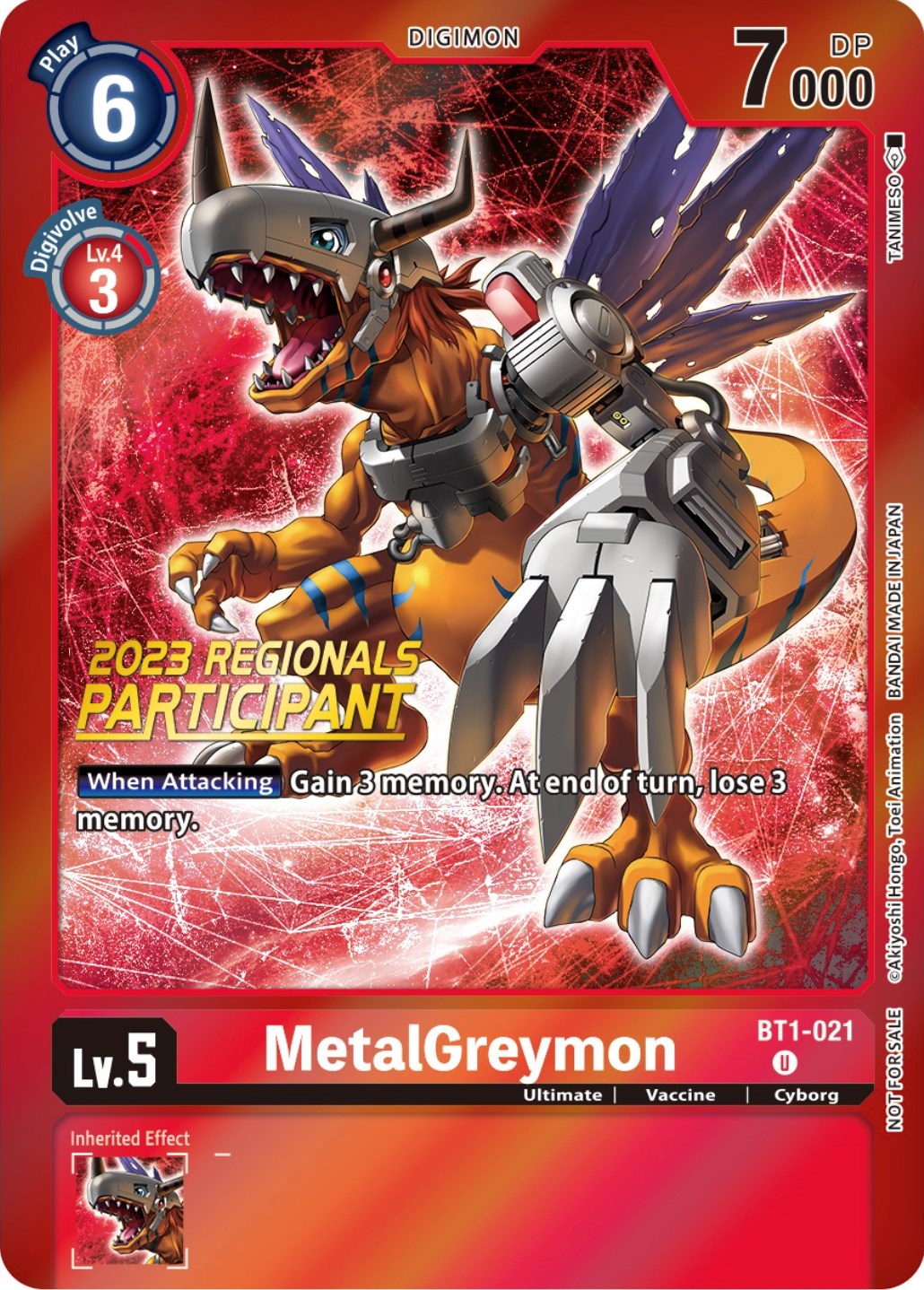 MetalGreymon [BT1-021] (2023 Regionals Participant) [Release Special Booster Promos] | Play N Trade Winnipeg