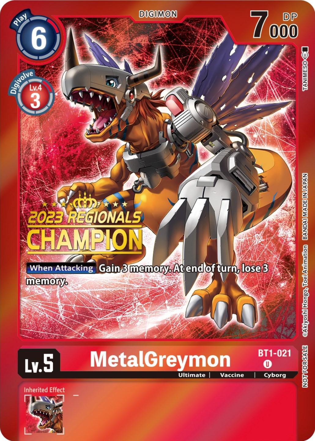 MetalGreymon [BT1-021] (2023 Regionals Champion) [Release Special Booster Promos] | Play N Trade Winnipeg