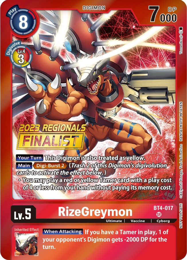 RizeGreymon [BT4-017] (2023 Regionals Finalist) [Great Legend Promos] | Play N Trade Winnipeg