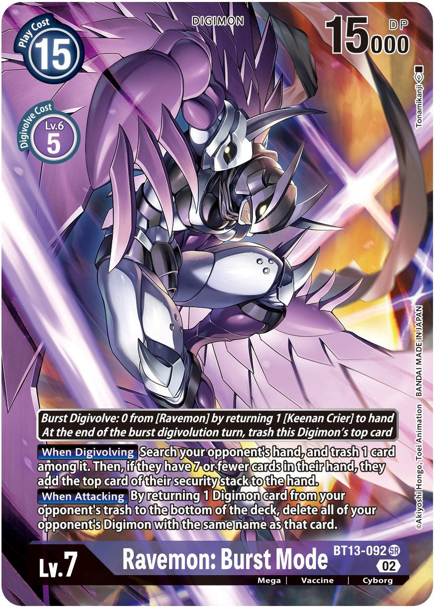 Ravemon: Burst Mode [BT13-092] (Alternate Art) [Versus Royal Knights Booster] | Play N Trade Winnipeg